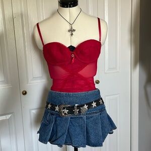 red lacey bustier top